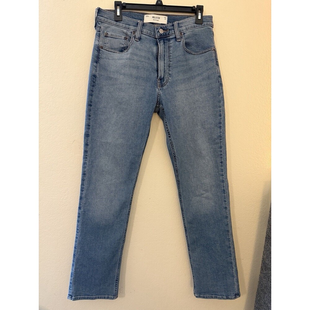 Lot 2 Hollister Mens 32x30 Slim Straight Jeans Blue Medium Wash Stretch Denim - Picture 3 of 7
